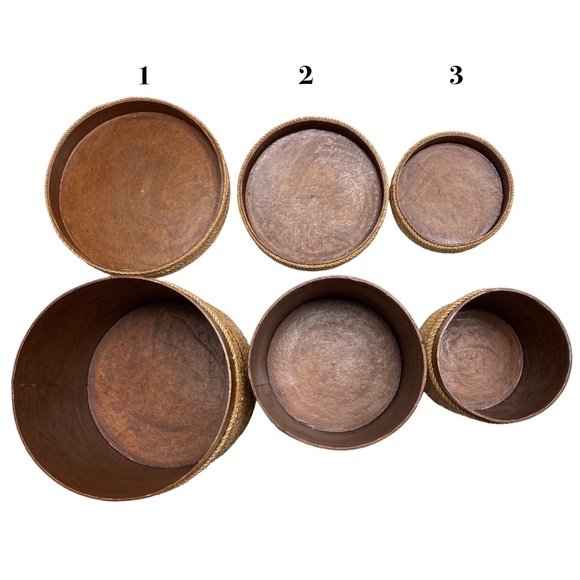 home decor 3 nesting baskets w/ lids containers jute 11" 9" 7" handmade organize - Picture 3 of 16